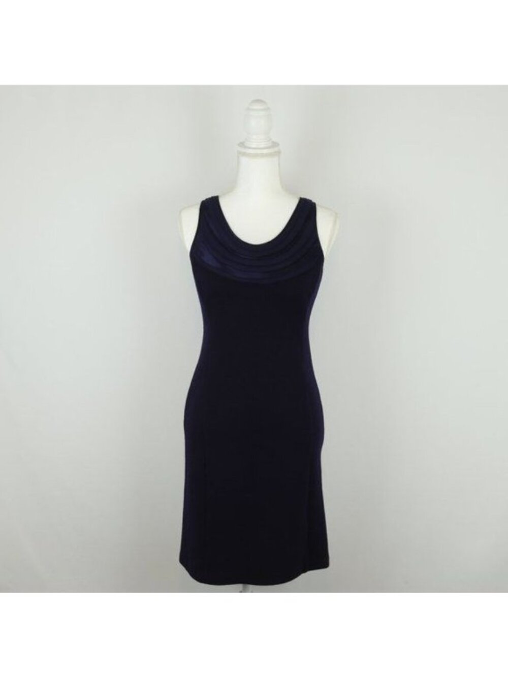 Banana Republic Women's Size 0 Navy Blue Wool Blend Scoop Neck Sheath Mini Dress